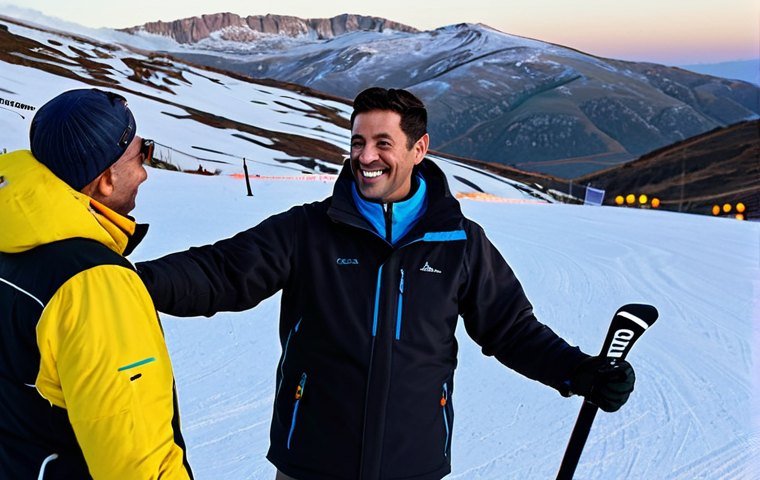 Networking Event**

A friendly ski instructor, fully clothed in professional winter gear, at an après-ski event in the Serra da Estrela mountains. He is engaging in conversation with potential clients, smiling and gesturing towards the slopes in the background. Warm lighting, safe for work, appropriate attire, family-friendly, professional setting, perfect anatomy, natural proportions.

**