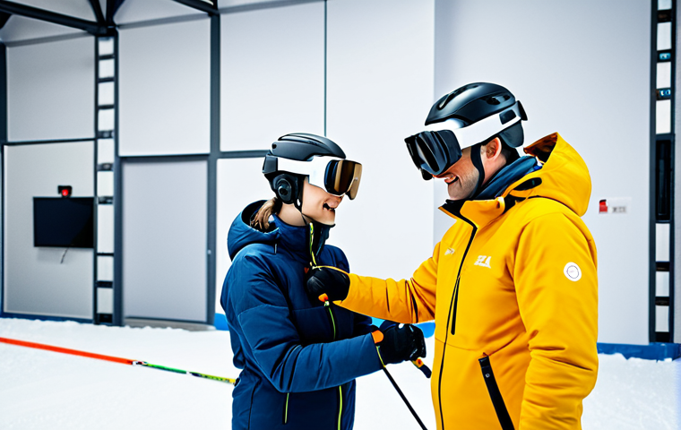 스키 강사의 새로운 교육 도구 활용법 - Gamified Ski Learning**

"A young person, fully clothed in ski attire, smiling and skiing down a beg...