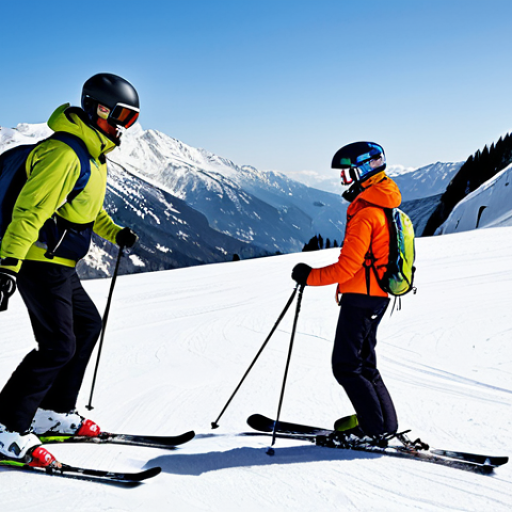 스키 강사의 비즈니스 전략 개발 - Personalized Ski Lesson**

"A ski instructor, fully clothed in professional ski attire, giving a one...