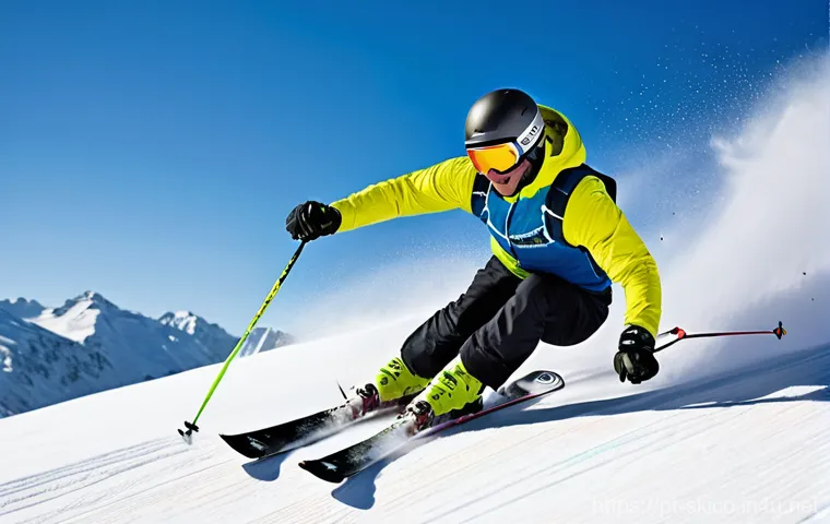 스키 강사의 자격 시험 대비 노하우 - A friendly female ski instructor, approximately 30 years old, with a warm smile, is demonstrating a ...
