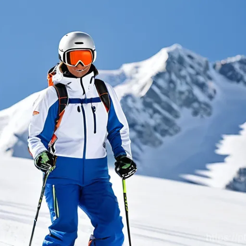 스키 강사의 직업적 성장 촉진법 - **A seasoned and highly certified ski instructor** on a pristine, sunlit mountain slope. The instruc...