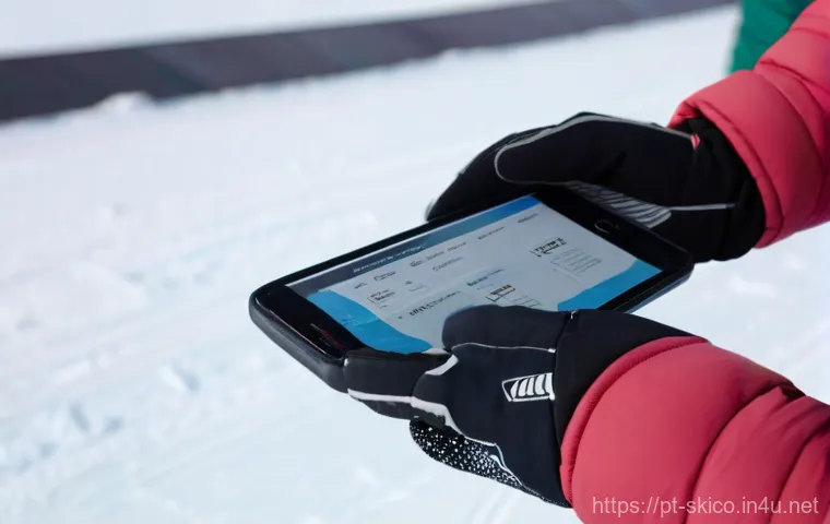 스키 강사의 고객 데이터 관리 - **Prompt:** Inside a rustic yet modern ski lodge, a diverse group of ski instructors (two women and ...