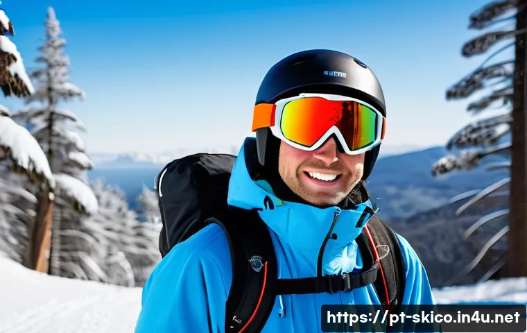 스키 강사의 보험 및 법률 정보 - A professional ski instructor dressed in full protective gear including helmet, goggles, gloves, and...
