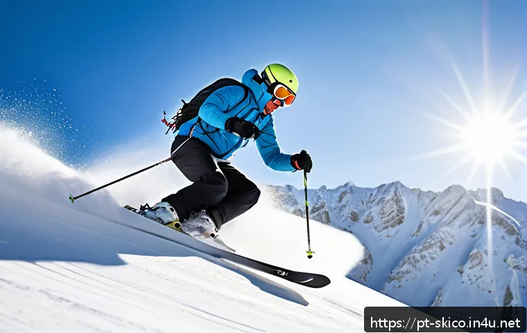 스키 강사의 자격 시험 성공 비결 - A professional ski instructor demonstrating advanced parallel and carving techniques on a snowy moun...
