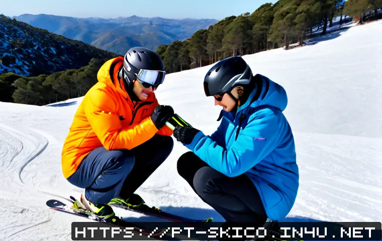 Home 17 스키 강사의 안전 사고 예방 사례 - Photorealistic ski instructor at a quiet beginner slope in the Serra da Estrela mountains, Portugal,...